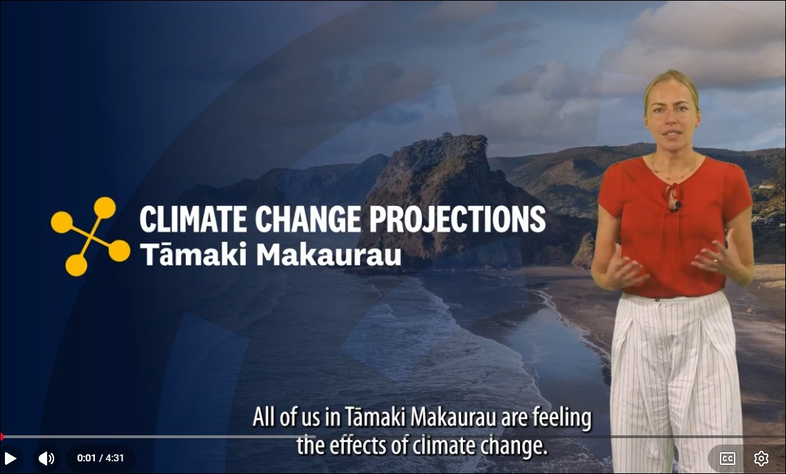 Scientist speaking. Beach, hills, blue sky with clouds background